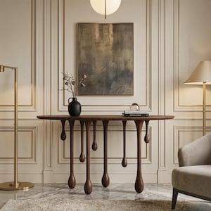 Solid Walnut Console Table, Refined Entryway, Slim Sofa Table, Mid Century Luxury Furniture