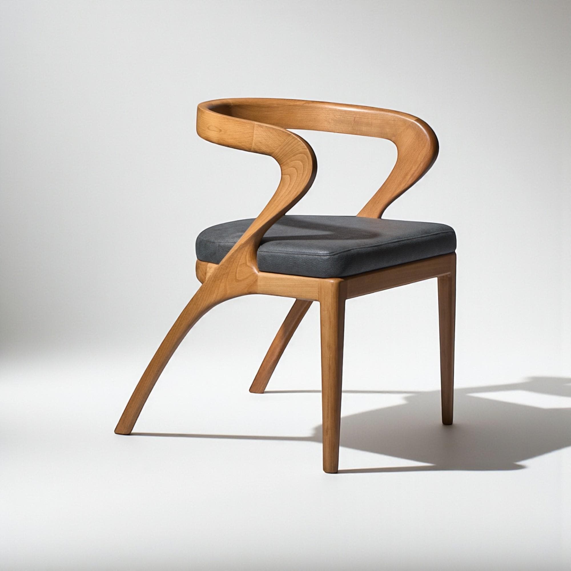 Handcrafted Wooden Dining Chair with Arms: Modern Solid Wood Seating