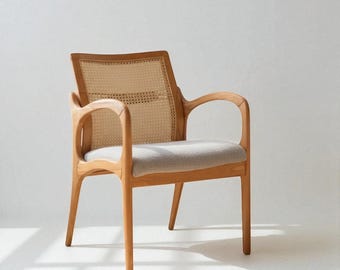 Handcrafted Wooden Dining Chair with Arms: Modern Kitchen & Living Room Seating