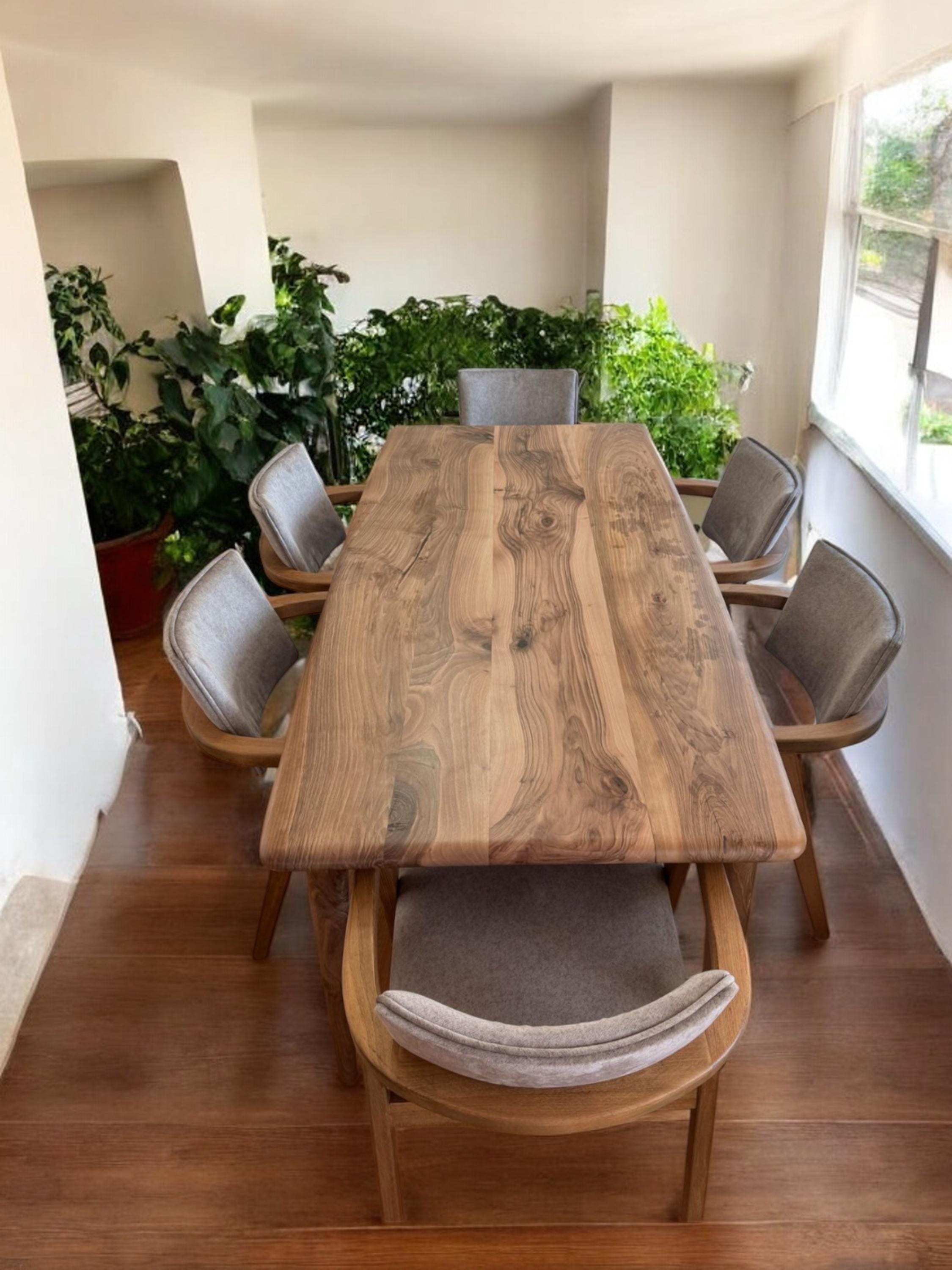 Modern Wood Dining Table, Dining Table, Live Edge Dining Table, Kitchen ...