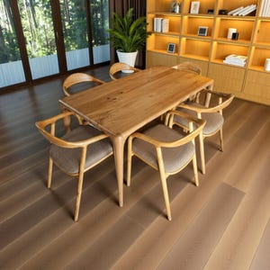 Mesa de comedor moderna de nogal – Hecha a mano, acabado con aceite natural, diseño minimalista cálido