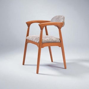 Handcrafted Wooden Dining Chair with Arms: Modern Solid Wood Armchair