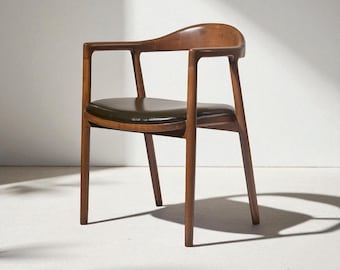 Handcrafted Wooden Dining Chair: Modern Solid Wood Seating