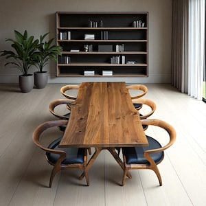 Handcrafted Live Edge Walnut Dining Table: Modern Kitchen & Dining Room
