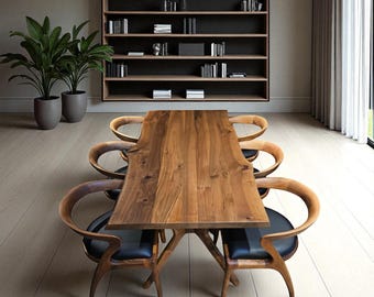 Handcrafted Live Edge Walnut Dining Table: Modern Kitchen & Dining Room