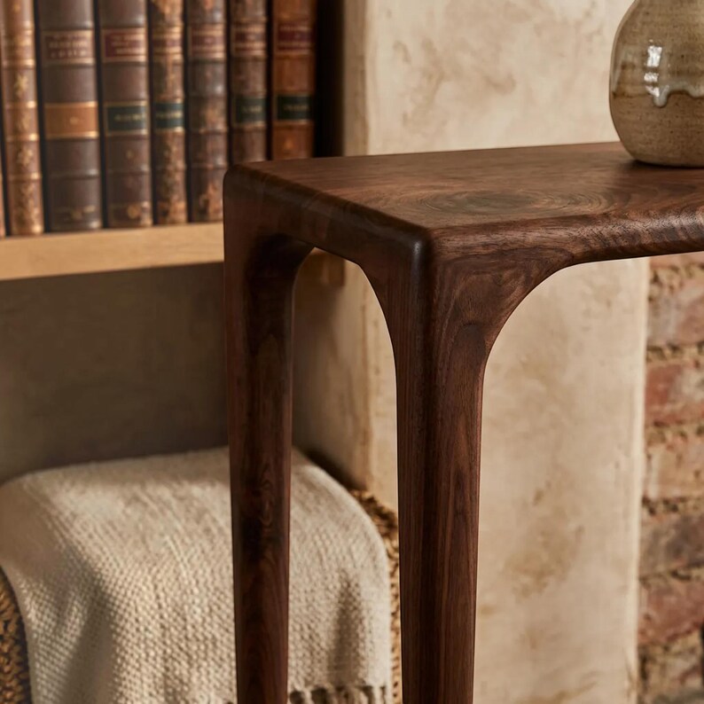 Solid Walnut Console Table, Handmade Entryway Furniture, Mid Century Sofa Table image 14