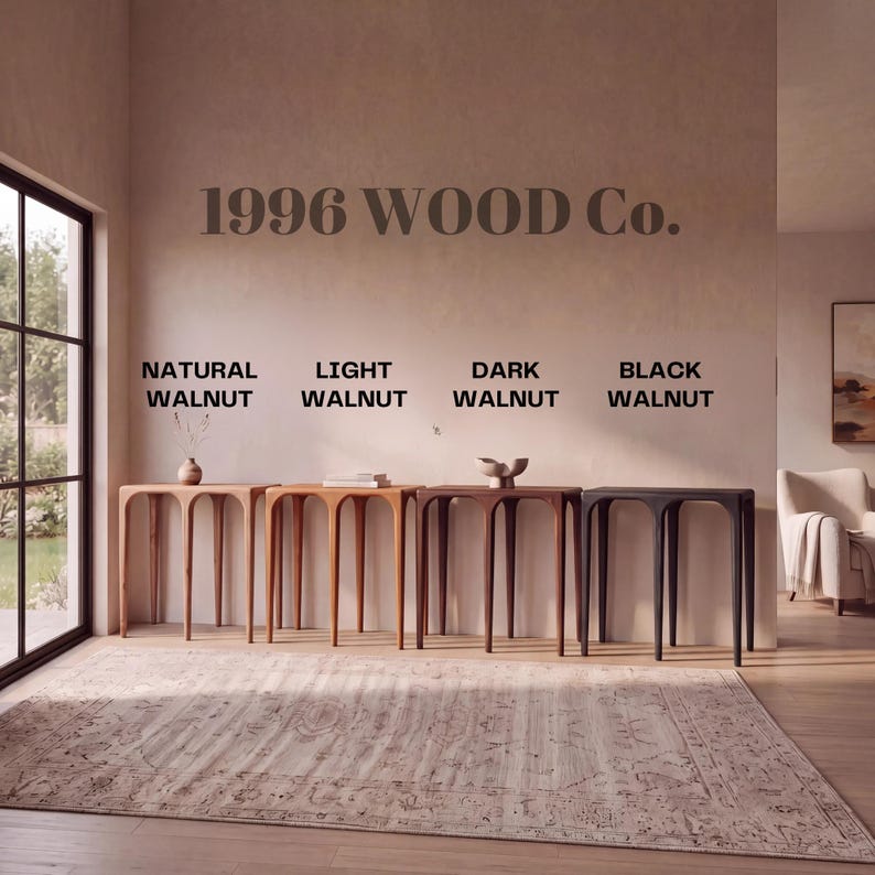 Solid Walnut Console Table, Handmade Entryway Furniture, Mid Century Sofa Table image 17