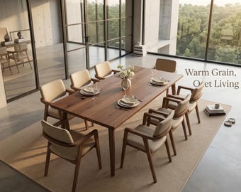 Handcrafted Walnut Dining Table: Rustic Modern Kitchen & Dining