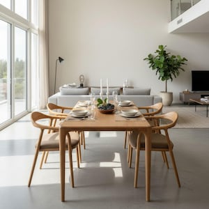 Tavolo da pranzo moderno in noce – Fatto a mano, finitura ad olio naturale, design minimalista caldo