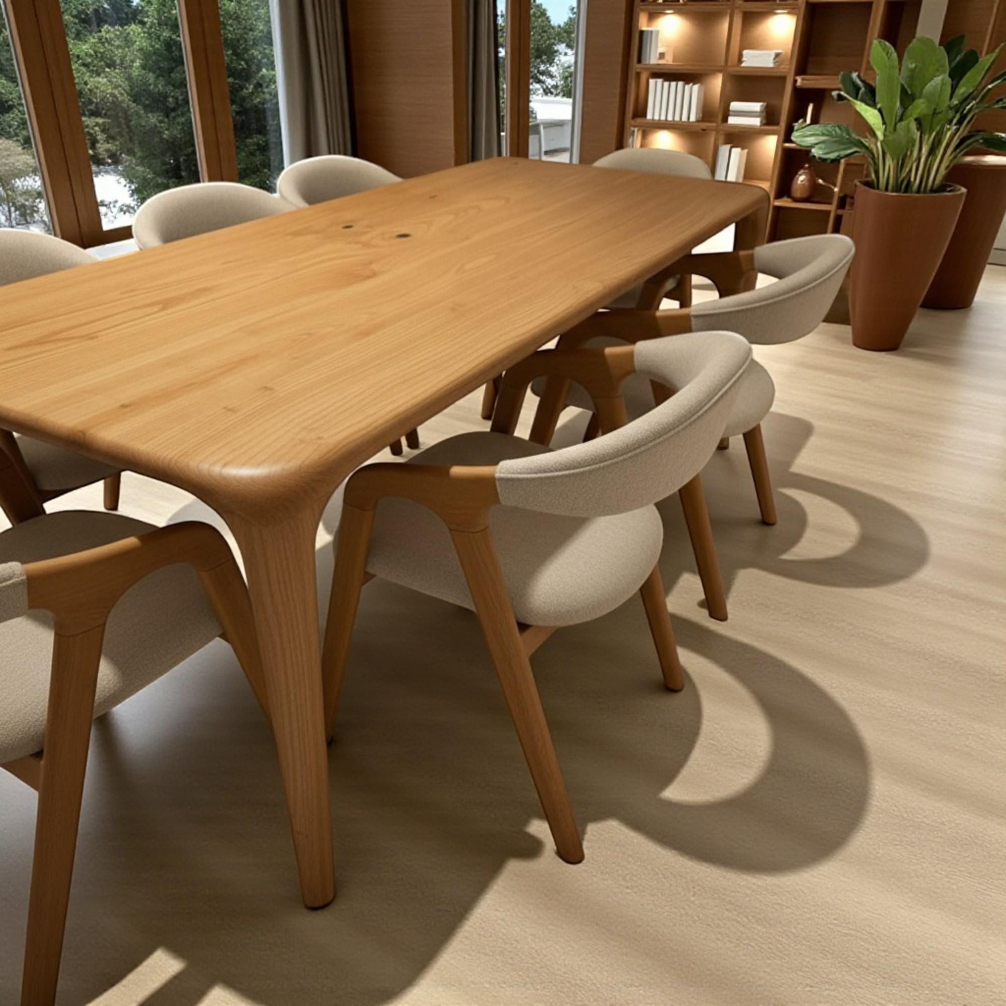 ライブエッジウォールナットダイニングテーブル：手作りの素朴なモダン