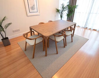 Walnut Wood Dining Table Handcrafted Rustic Solid Wood Modern Kitchen & Dining Room Furniture Durable Design