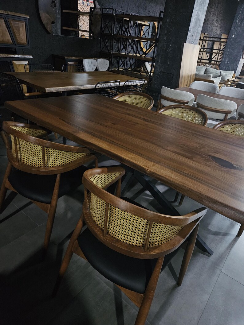 Custom Walnut Dining Table, Kitchen Table, Modern Dining Table, Live Edge Dining Table, Wood ...
