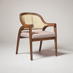 Handmade Solid Wood Dining Chair with Wooden Arms - Sustainable Seating