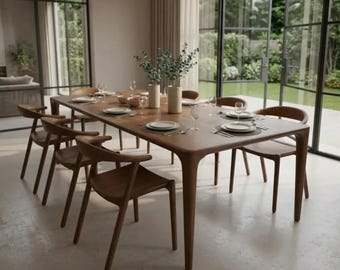 Table à manger moderne en noyer : meubles en bois rustiques artisanaux