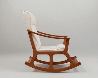 Mecedora de madera hecha a mano: una silla relajante y única para leer y disfrutar de rincones tranquilos. Cómoda mecedora de madera.