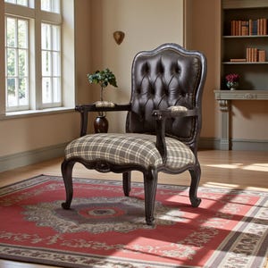 Handmade Solid Wood Bergère Chair: Refined Upholstery, Sustainable Artistry