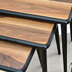 These Tables Nest of Tables Set of 3, Side Table Set Walnut Color, Solid Nesting ...