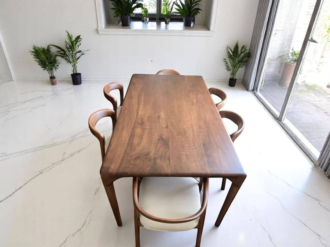 Walnut Wood Dining Table Handmade Rustic Modern Kitchen Table Solid ...