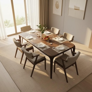 Table à manger en bois massif, cuisine rustique moderne, meubles de salle à manger, sièges pour réunions de famille