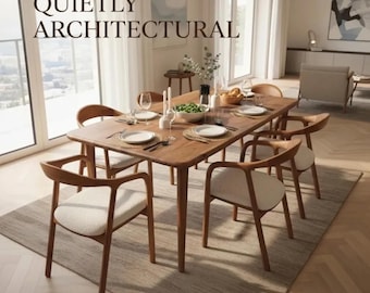 Mesa de comedor de nogal con borde natural hecha a mano: Muebles de cocina rústicos de madera