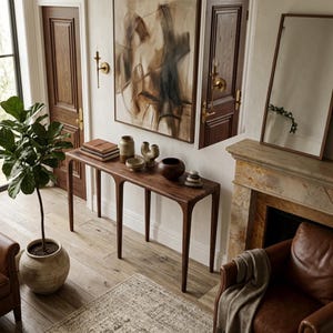 Solid Walnut Console Table, Handmade Entryway Furniture, Mid Century Sofa Table image 2
