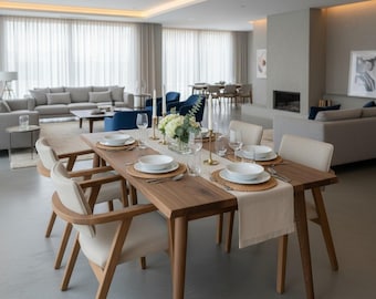 Handcrafted Walnut Dining Table: Rustic Modern Kitchen & Dining