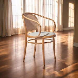 Rattan Dining Chair Handmade Wooden Kitchen Table Chair Modern Chairs for Living Room