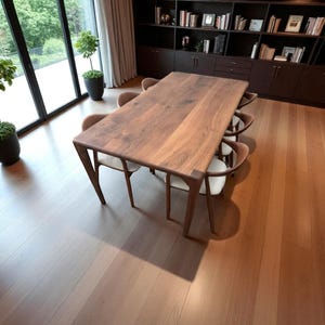 Handcrafted Walnut Live Edge Dining Table: Modern Solid Wood