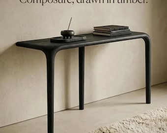 Solid Walnut Console Table – Minimal Curved Design Entryway Furniture