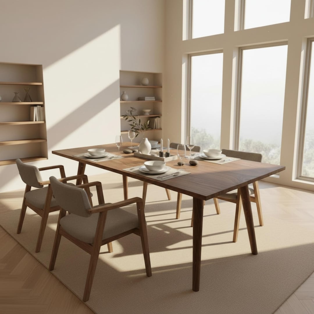 Solid Walnut Dining Table – Natural Wood, Custom Made, Timeless ...