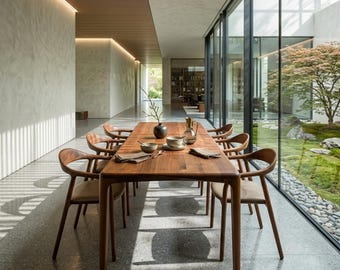 Solid Walnut Dining Table Modern Handmade Kitchen Breakfast Furniture
