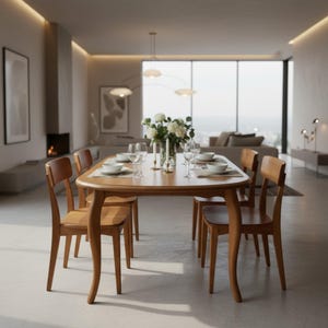 Handcrafted Solid Walnut Dining Table with Curved Legs – Elegant Modern Classic Design
