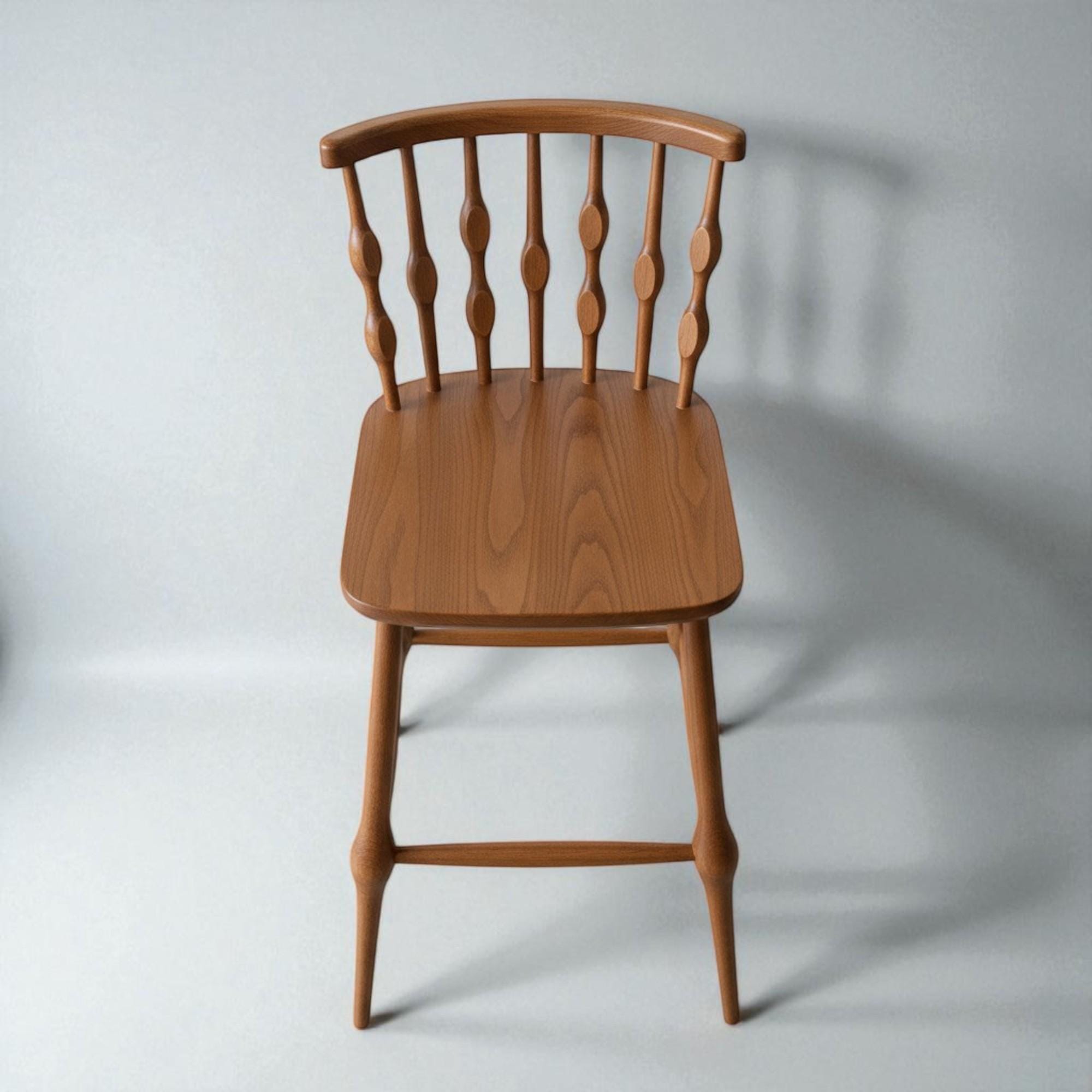 素朴な無垢材バースツール - キッチンアイランドやバーテーブルに最適