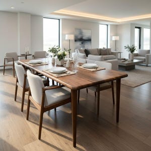 Handcrafted Modern Walnut Dining Table: Rustic Modern Design