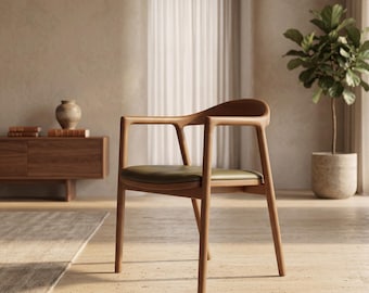 Handcrafted Wooden Dining Chair: Modern Solid Wood Seating