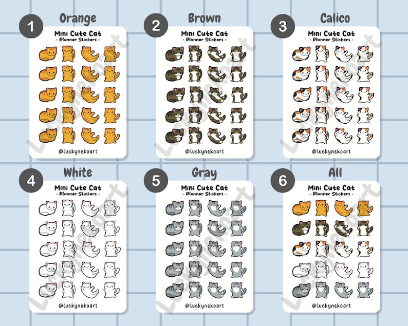 Mini Cute Cat Planner Stickers | Journal Stickers | Cute Cat | Animal ...