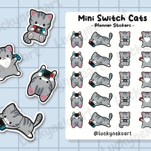 Mini Switch Cat Planner Sticker | Journal Stickers | Cute Cat | Animal Sticker