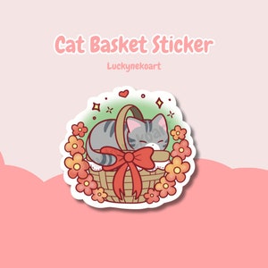 Cat Basket Sticker | Journal Sticker | Cute Cat | Planner Sticker | Spring Sticker