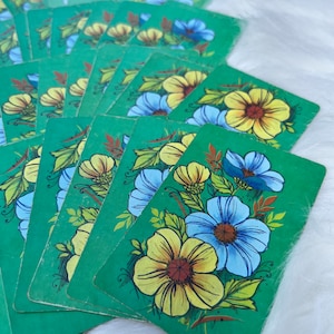 Jeu de cartes vintage - Arrco Playing Cards Co. - Motif Flower Power - Motif floral rétro - Cartes à jouer graphiques - Voitures à l'ancienne