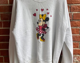 Vintage Minnie Mouse White Single Stitch Crewneck Sweatshirt