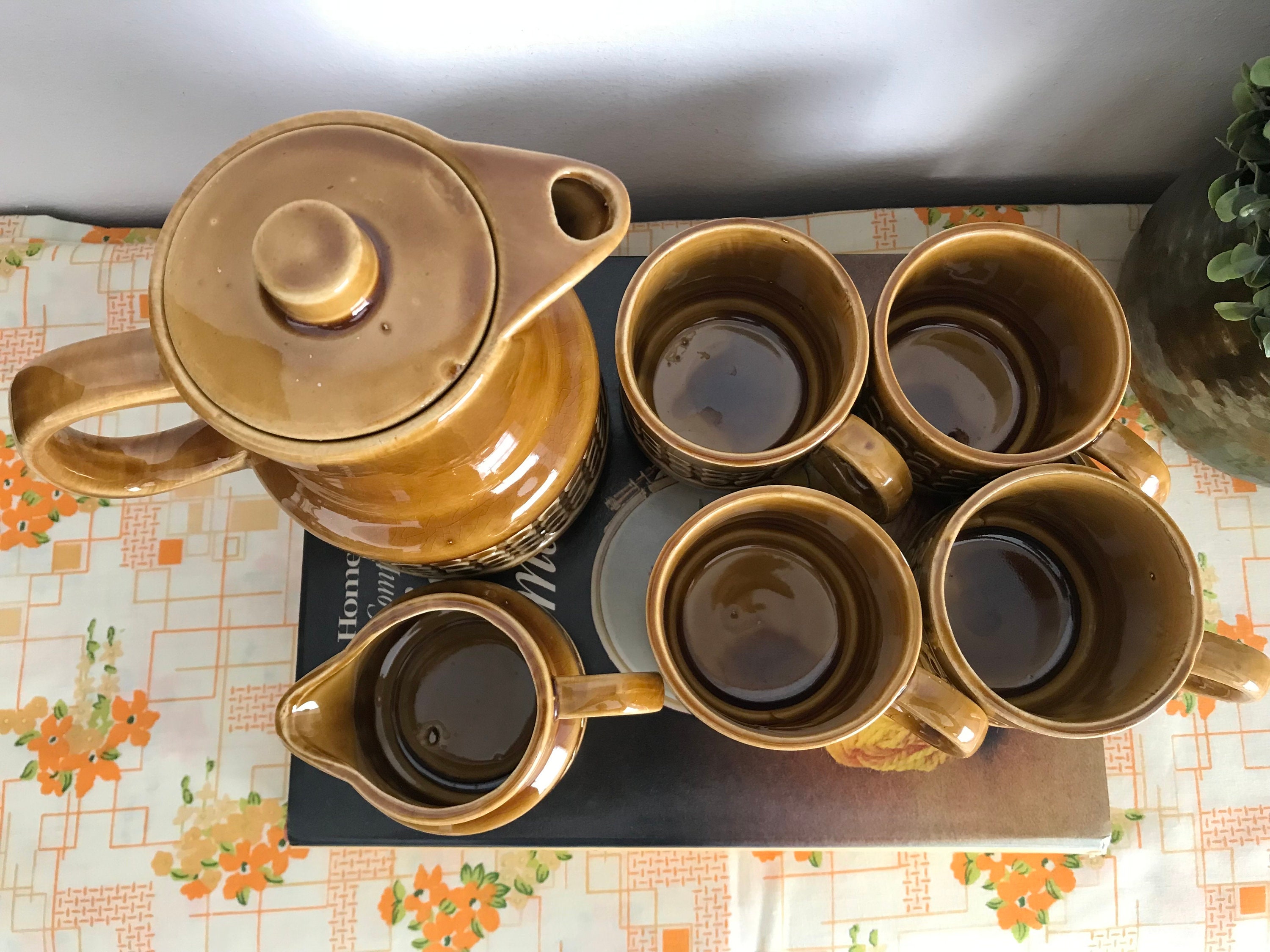 1960s Vintage Brown Ceramic Teapot Set by Ernesto Imports Etsy