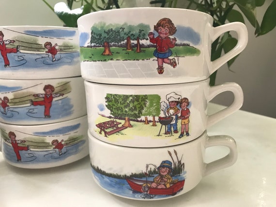 Vintage Campbell Soup Kids Soup Bowls With Handles - 80's