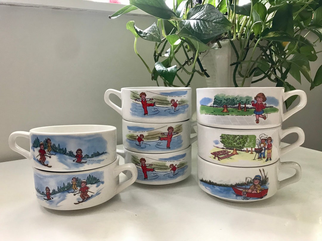 Vintage Campbell Soup Kids Soup Bowls With Handles - 80's