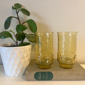 70er Jahre Vintage Anchor Hocking Heritage Hill Honig Gold Bernstein Trinkgläser - Vintage Saftgläser - Vintage Bernstein Wassergläser