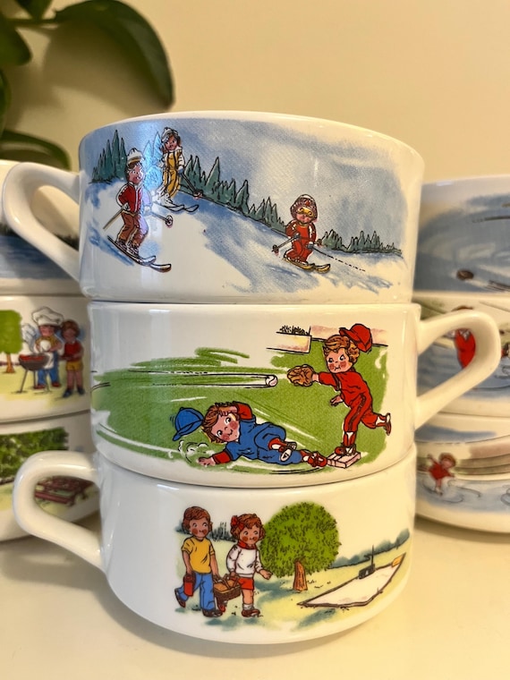 Vintage Campbell Soup Kids Soup Bowls With Handles - 80's