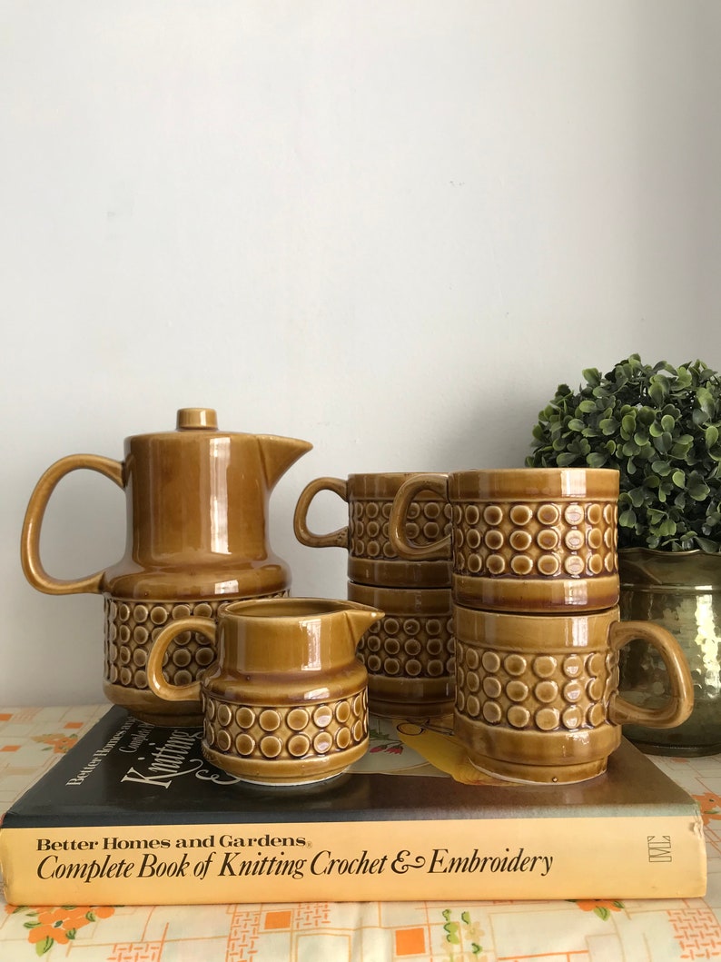 1960s Vintage Brown Ceramic Teapot Set by Ernesto Imports Etsy