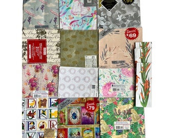 Vintage Gift Wrap – Floral, Gold Foil, Baby Shower Ephemera