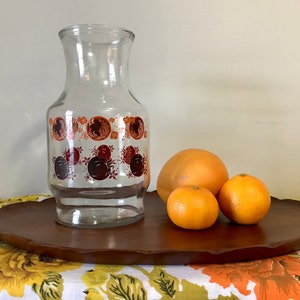 Vintage Anchor Hocking Garrafa de Suco de Vidro com Motivo de Laranja e Tomate Fabricado nos EUA - Decoração de Cozinha Vintage