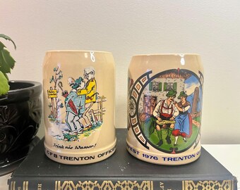 Boccali da birra in ceramica vintage anni '70 per l'Oktoberfest.