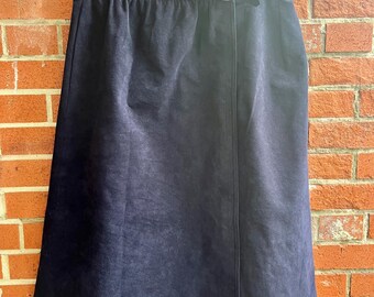 Vintage Holt Renfrew Navy Blue Ultrasuede Wrap Skirt